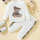 Ensemble fille 2 pièces bordeaux – Sweat à motif ourson et pantalon assorti