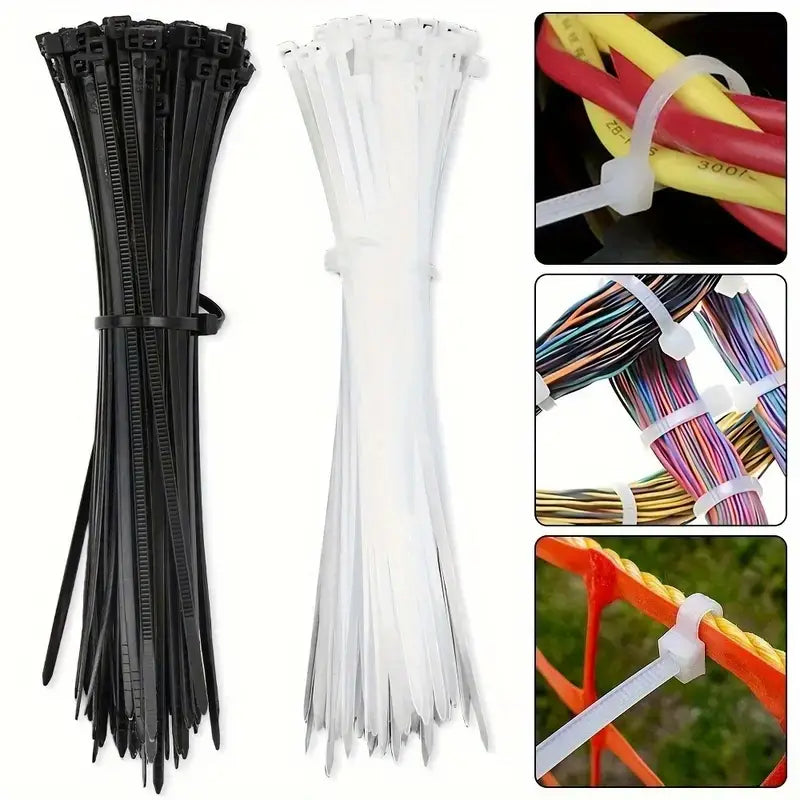 Lot de Colliers de Serrage Plastique Noir – Attaches Résistantes pour Câbles, Jardin et Usage Extérieur