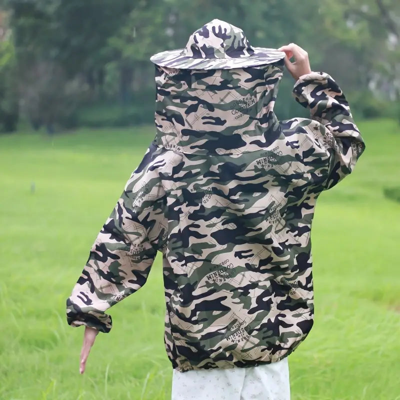 Veste anti-insectes camouflage avec voile protecteur – Répulsif antiparasitaire idéal pour plein air et jardin