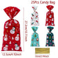 Sachets Cadeaux de Noël – Pochettes Festives avec Motifs Père Noël et Lutins pour Emballage Cadeaux