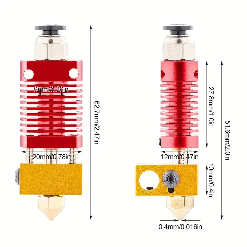 Kit Bloc Chauffant et Buse pour Imprimante 3D – Ensemble Complet avec Radiateur, Nozzle et Accessoires