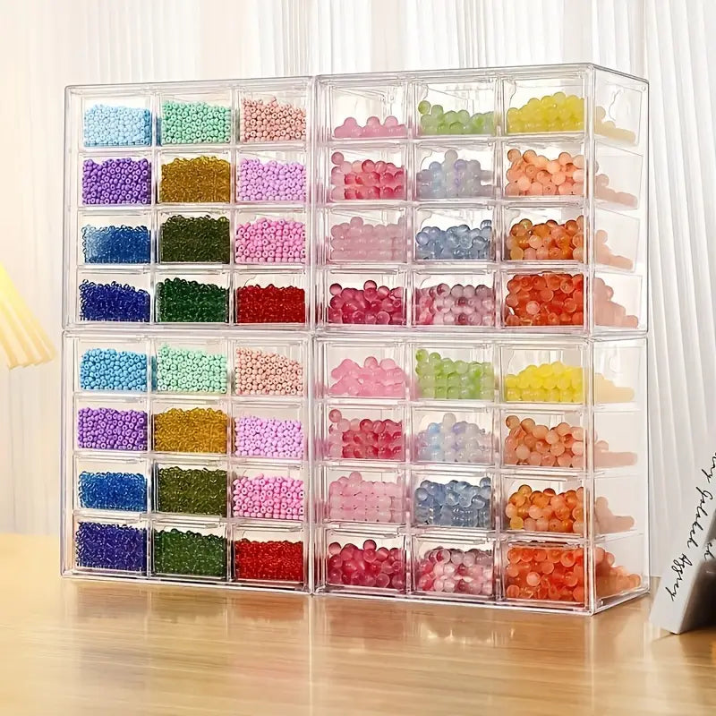 Boîte de Rangement Transparent à Tiroirs – Organiseur Multi-Cases pour Perles, Bijoux et Loisirs Créatifs