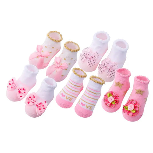 Chaussettes bébé fille avec nœuds et fleurs – Bas antidérapants doux et élégants pour cérémonie ou quotidien
