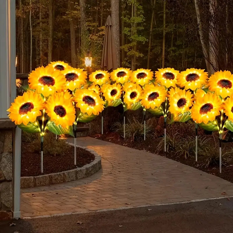 Piquets de Jardin Décoratifs Tournesols LED – Éclairage Solaire Étanche pour Extérieur, Allée et Terrasse
