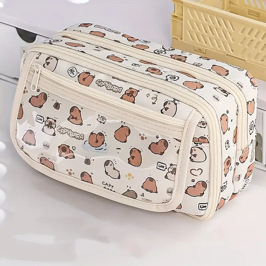 Trousse de Rangement Bébé Motif Capybara – Pochette Organisateur Multifonction pour Papeterie et Accessoires