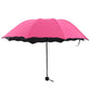 Parapluie pliable rose avec bord ondulé  Léger, compact et résistant au vent