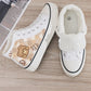 Chaussures de sport fille – Baskets montantes blanches avec motif ourson kawaii confortables et tendance