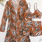 Ensemble 3 pièces de plage femme – Maillot, short et kimono assortis au style géométrique chic