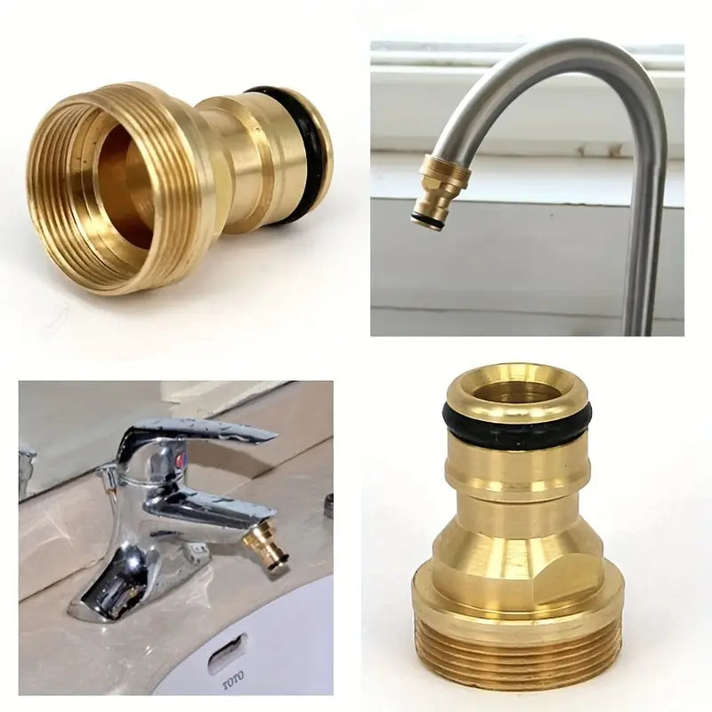 Adaptateur de Robinet en Laiton pour Raccord Rapide – Connecteur Universel pour Tuyau d’Arrosage ou Machine à Laver – Collection Plomberie Brute