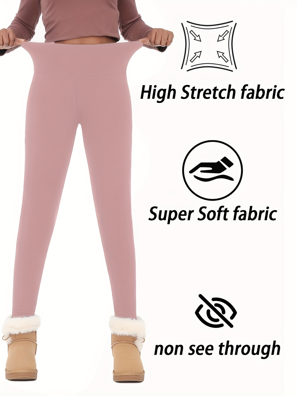 Leggings Femme Doublés Polaire Taille Haute