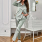 Pyjama Femme Satin Chic – Ensemble Long avec Chemise Boutonnée & Pantalon Fluide, Lingerie de Nuit Élégante et Confortable