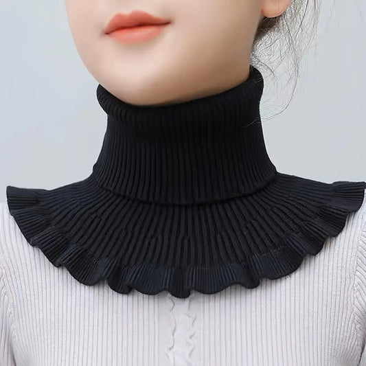 Faux col femme col roulé tricot gris – Col amovible chaud et élégant pour pulls et manteaux