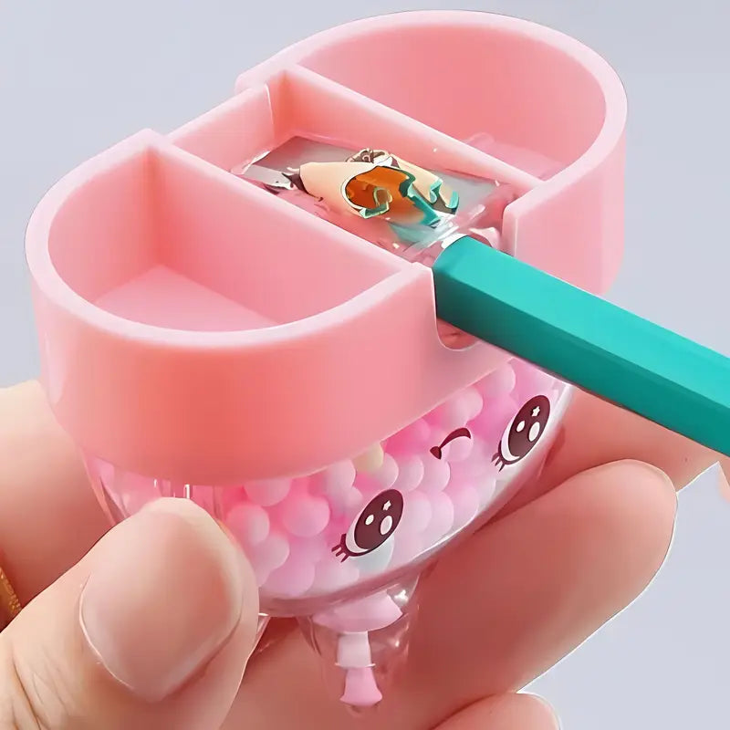 Taille-Crayon Bébé avec Réservoir Transparent – Taille-Crayons Mignon Rose à Double Trou pour École et Papeterie