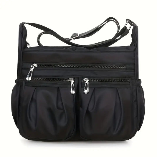 Sac besace femme rouge en nylon imperméable  Léger, pratique et multi poches