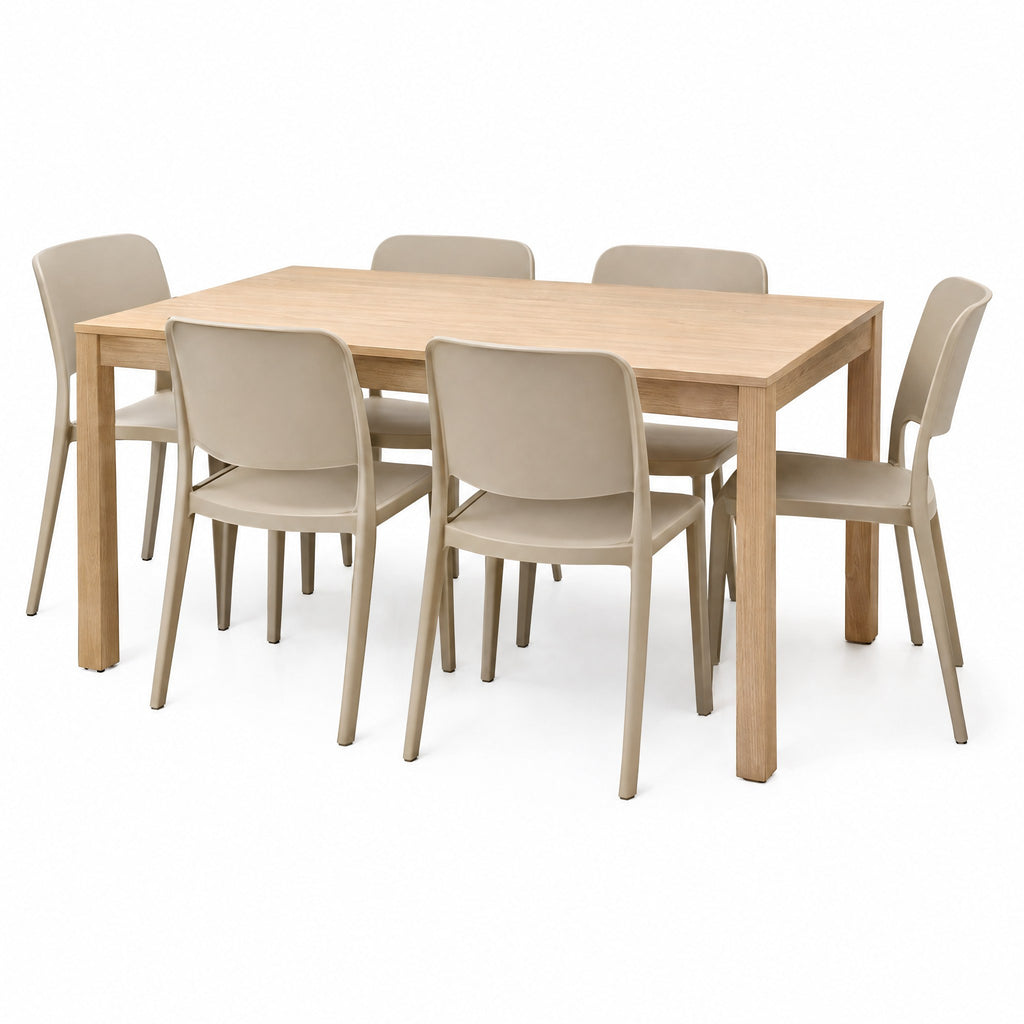 Ensemble Table et 6 Chaises Empilables – Salle à Manger Conviviale