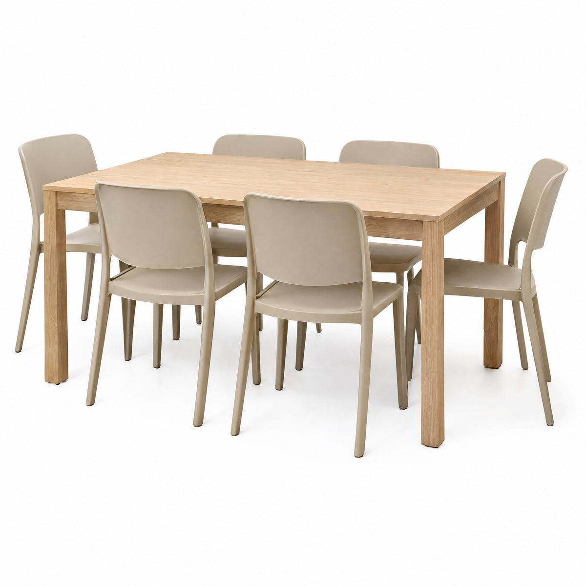 Ensemble Table et 6 Chaises Empilables – Salle à Manger Conviviale