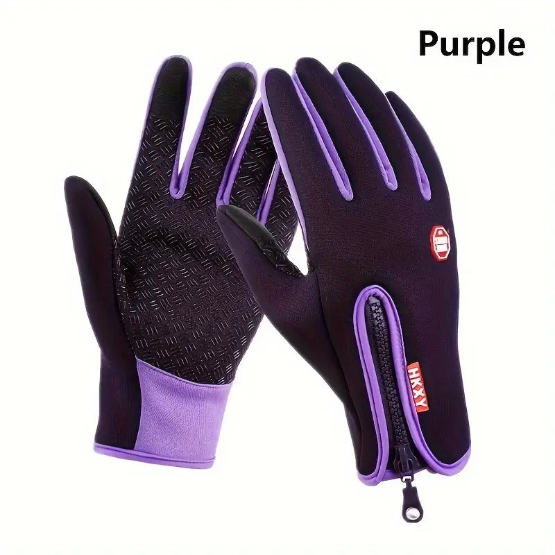 Gants homme hiver imperméables avec fermeture éclair – Antidérapants et tactiles pour écran