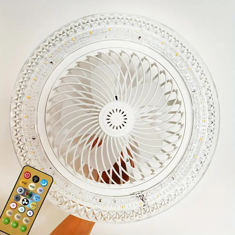 Ventilateur de Plafond LED avec Lumière RGB et Télécommande – Éclairage Réglable Multicolore et Ventilation Silencieuse