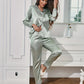 Pyjama Femme Satin Chic – Ensemble Long avec Chemise Boutonnée & Pantalon Fluide, Lingerie de Nuit Élégante et Confortable