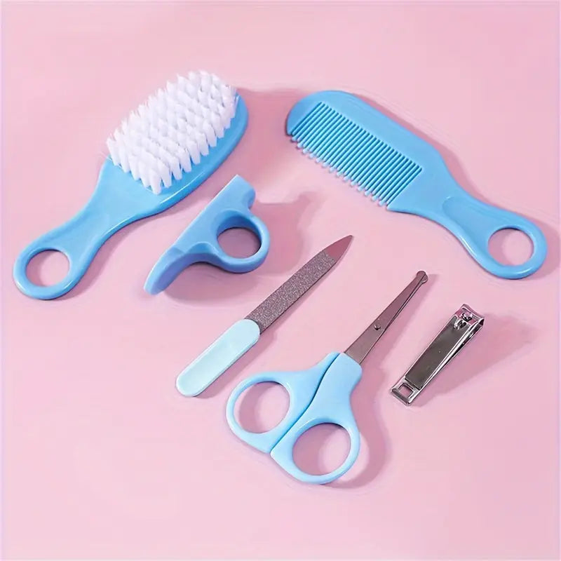 Kit de soins bébé 5 pièces – Brosse, peigne, ciseaux et coupe-ongles pour nouveau-né