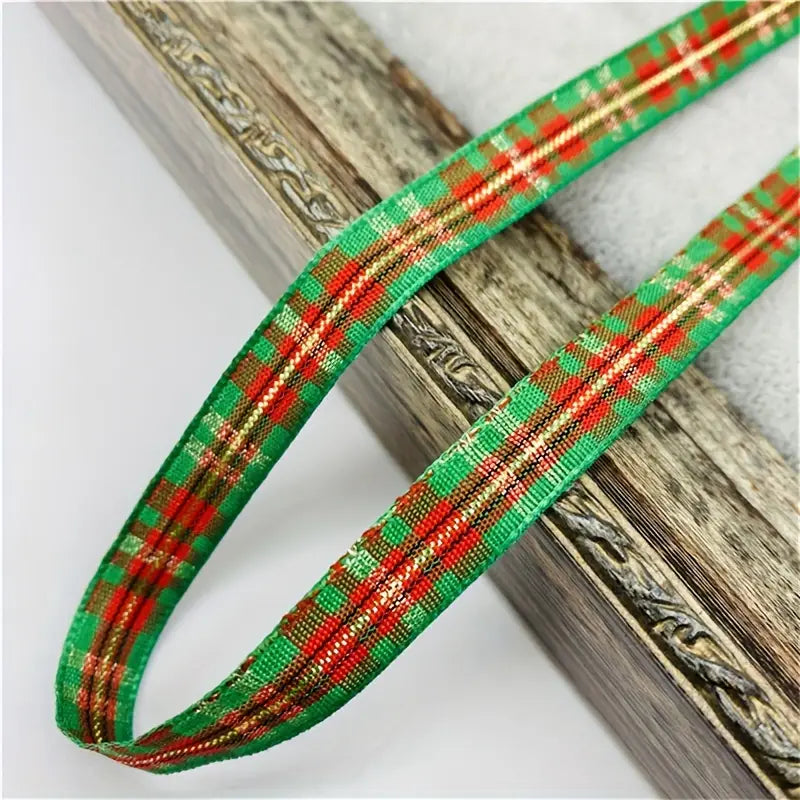Ruban à carreaux rouge et vert – Décoration festive pour emballage cadeau, bricolage et créations de Noël