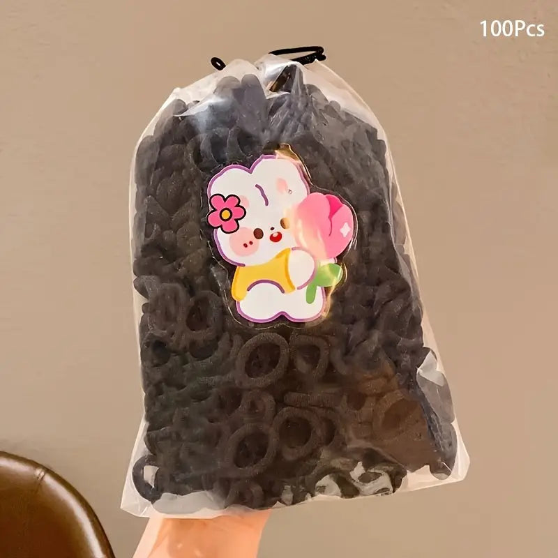 Lot de 100 Élastiques Cheveux Enfant – Accessoires Souples et Résistants Multicolores Neutres