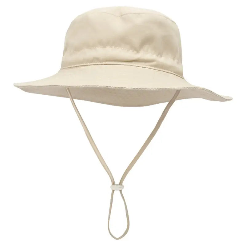 Chapeau de soleil enfant avec cordon – Protection anti-UV, motifs colorés et unis pour filles et garçons