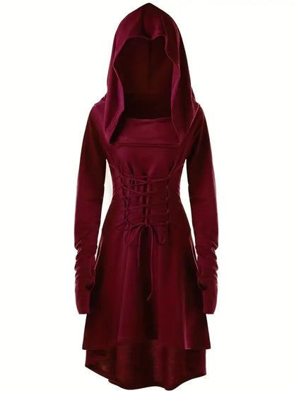 Robe médiévale à capuche – Déguisement gothique et fantasy pour femme