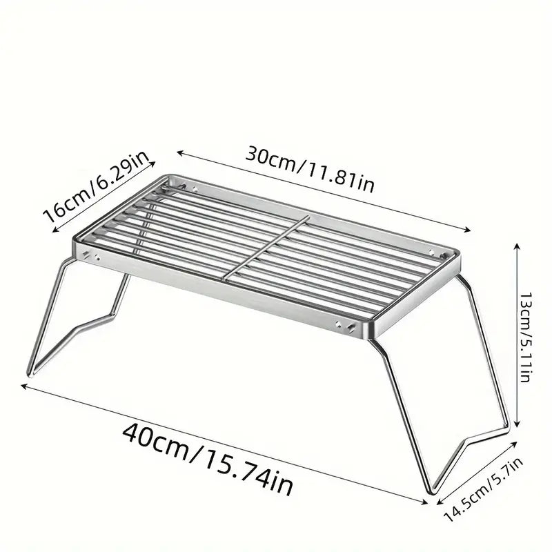 Grille de cuisson pliable en acier inoxydable – Accessoire compact pour barbecue, camping et cuisine d’extérieur