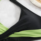 Ensemble de Plage Femme – Maillot de Bain Contrasté Noir et Vert avec Top Croisé et Bas Haute Taille