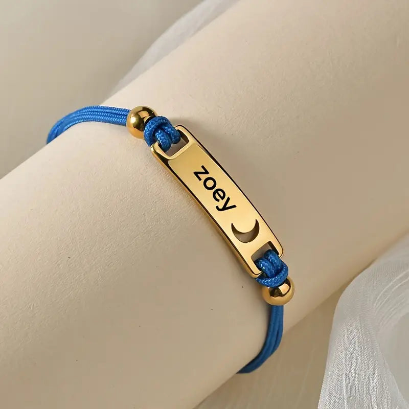 Bracelet Enfant Personnalisé avec Prénom – Bijou Fantaisie Doré et Cordon Rose