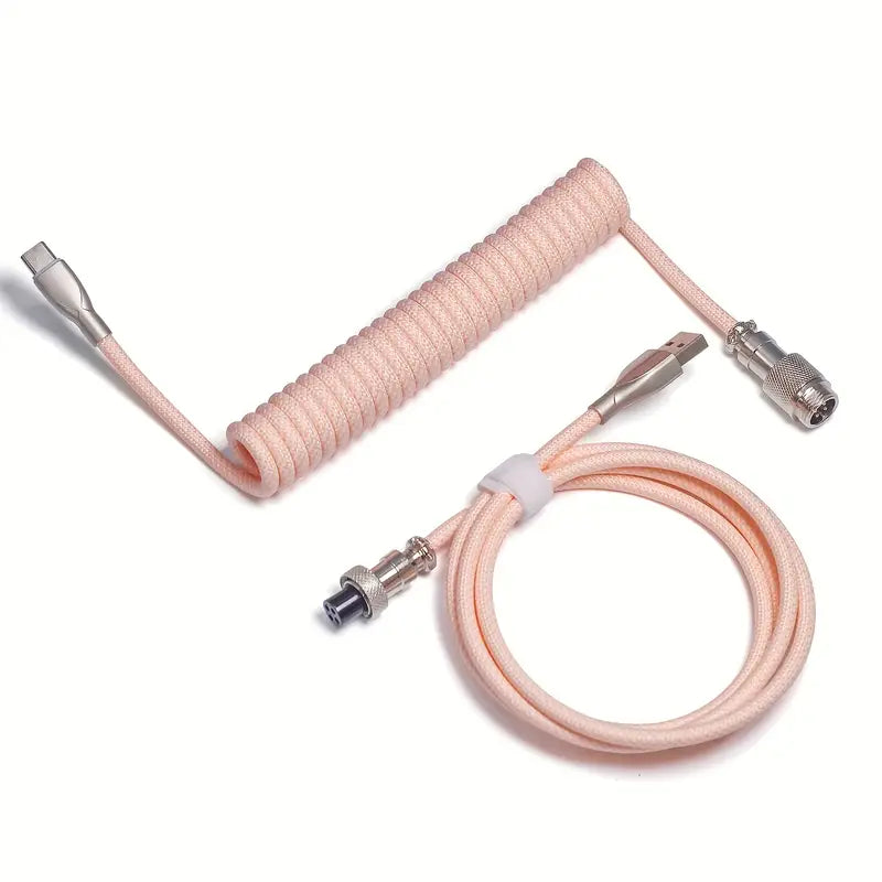 Câble USB-C Spirale Tressé Violet – Câble de Raccourci Détachable pour Clavier Mécanique et Accessoires PC