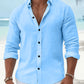 Chemise décontractée unie à boutons pour homme