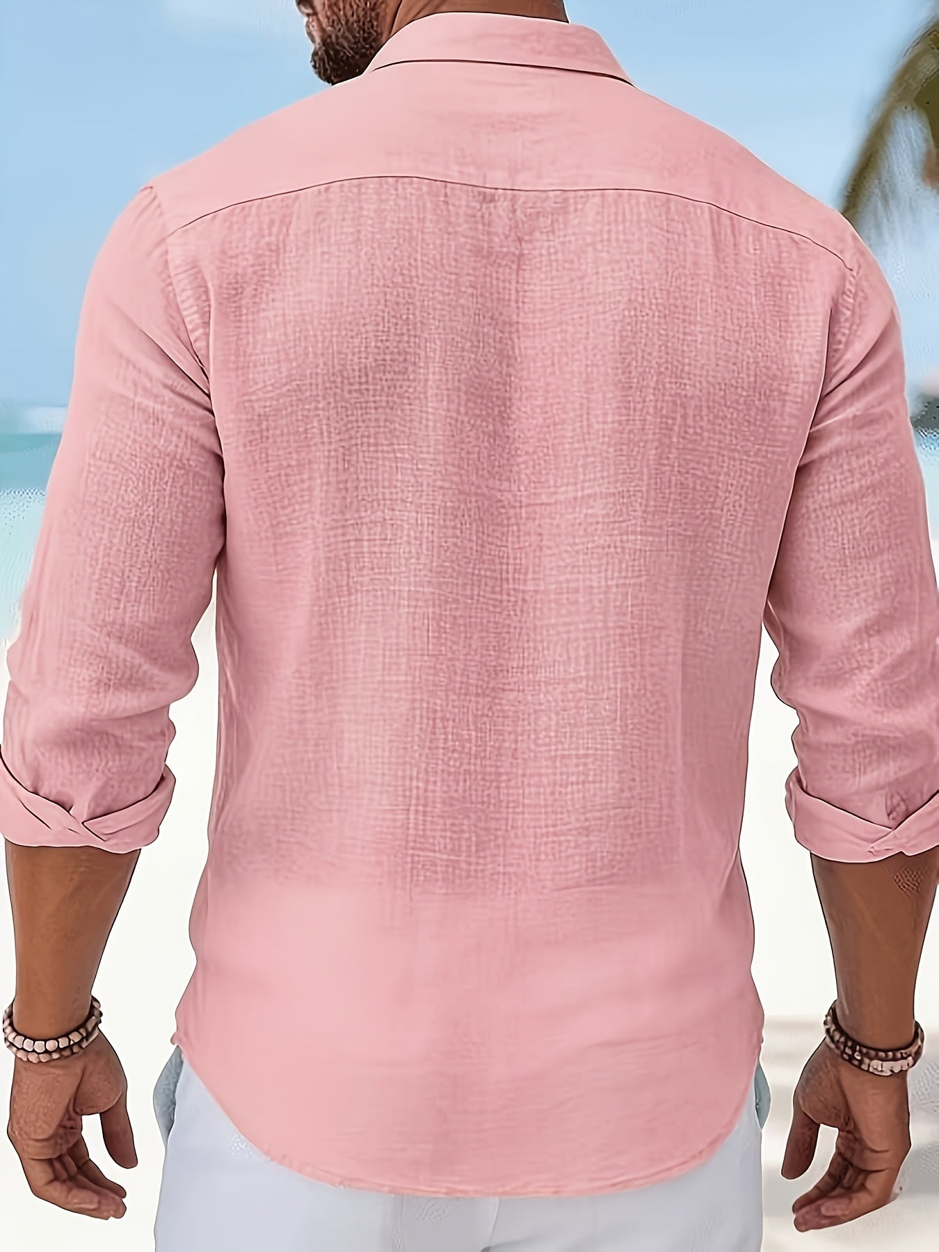 Chemise décontractée unie à boutons pour homme