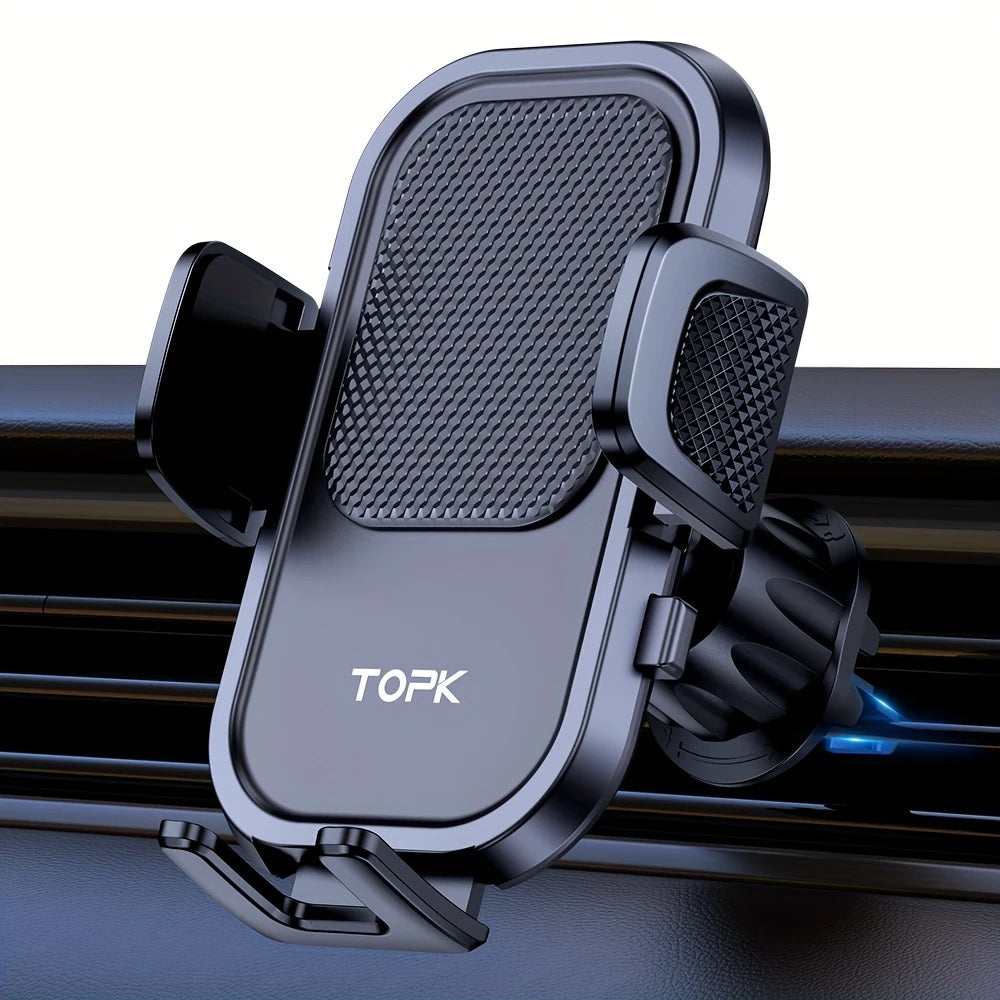 Support Téléphone Voiture TOPK – Fixation Grille d’Aération, Antidérapant et Rotatif à 360°