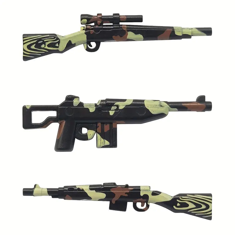 Set d’Armes Jouets Camouflage Militaire – Fusils, Pistolets et Grenade pour Jeux de Guerre et Accessoires de Figurines