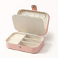 Boîte à bijoux de voyage en cuir noir – Rangement compact pour bagues, colliers et boucles d’oreilles