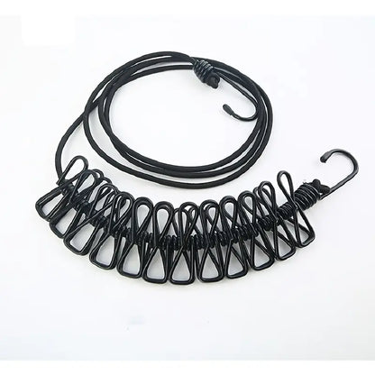 Corde à Linge de Voyage avec Pinces Intégrées, coloris Noir