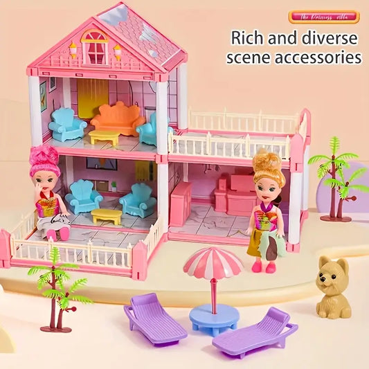 Maison de Poupées XXL à 3 Étages avec Meubles et Figurines – Villa de Jeu pour Enfants