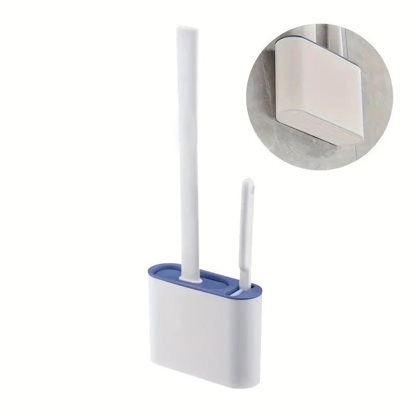 Brosse WC Silicone avec Support Mural – Design Compact, Hygiénique et Gain de Place pour Toilettes Modernes