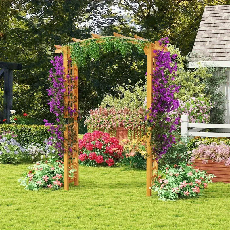 Arche de jardin en bois avec treillis  Support pour rosiers et plantes grimpantes, idéale pour décoration extérieure élégante