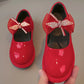 Ballerines fille rouges vernies avec nœud strass – Chaussures élégantes pour fête, cérémonie et mariage