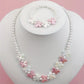 Parure Bijoux Enfant Collier et Bracelet Perles Papillon – Fantaisie Rose et Blanc