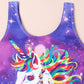 Maillot de bain fille une pièce licorne – Maillot violet arc-en-ciel avec volants