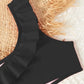 Maillot de bain fille noir une pièce asymétrique avec volant – Élégant et tendance pour l’été