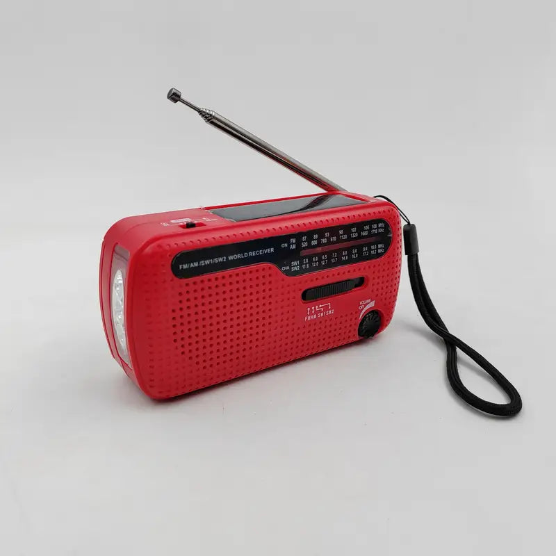 Radio Portable Multi-Bandes FM/AM/SW avec Lampe Torche et Panneau Solaire – Idéale Camping et Urgence