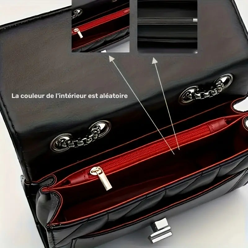 Sac Porté Épaule Femme Noir Matelassé avec Chaîne Métallique – Élégant et Chic
