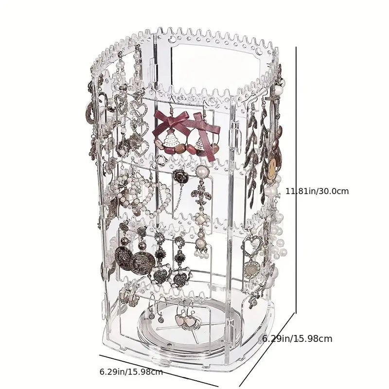 Présentoir à boucles d’oreilles rotatif en acrylique – Organisateur transparent de bijoux élégant et pratique