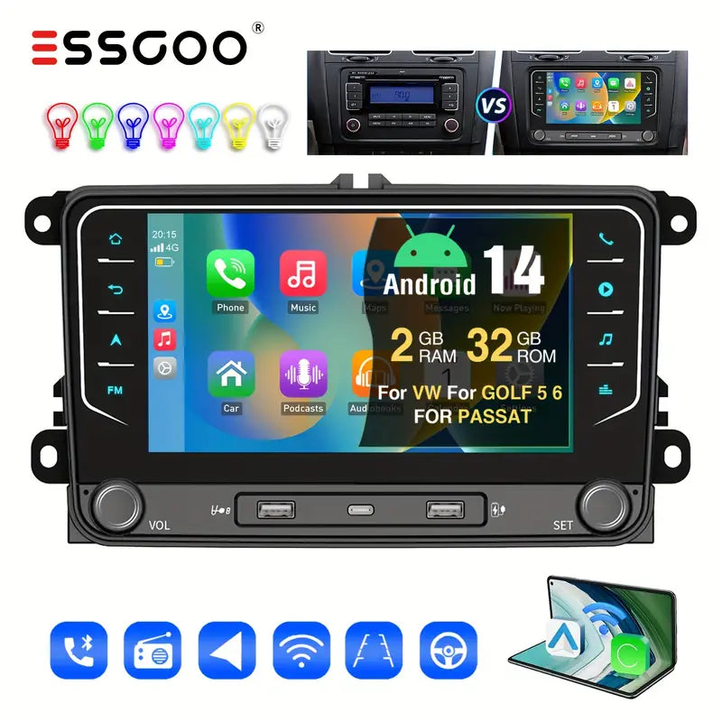 Autoradio Android Voiture 2 DIN avec Écran Tactile HD, GPS, Bluetooth et Navigation Multimédia