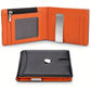 Portefeuille homme cuir noir et orange – Design moderne avec pince à billets et porte-cartes